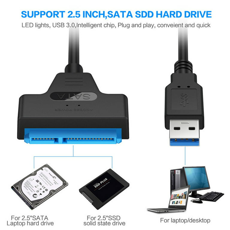 New USB 2.0 to SATA 2.5" Hard Drive HDD SSD Adapter Converter Cable 22Pin